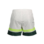 Karl Lagerfeld White Polyester Swimwear, short swim boxer with pockets, elastic waistband, contrasting details, and logo.