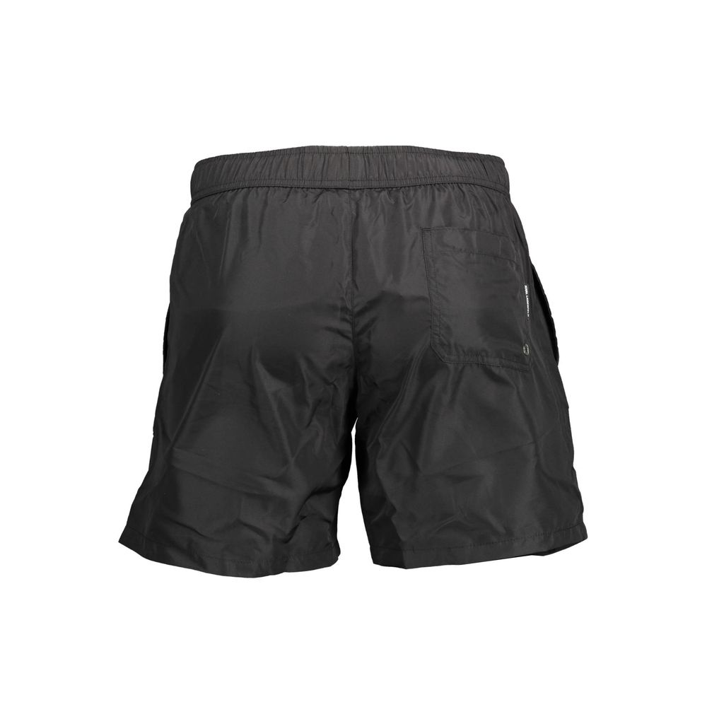 Karl Lagerfeld Black Polyester Swimwear, medium sea boxer with elastic waistband, back pocket, logo, and drawstring application