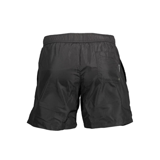 Karl Lagerfeld Black Polyester Swimwear, medium sea boxer with elastic waistband, back pocket, logo, and drawstring application