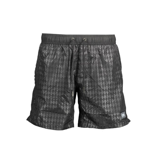 Karl Lagerfeld Black Polyester Swimwear, medium sea boxer with elastic waistband, pockets, and logo.