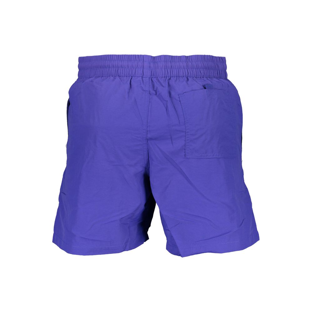 Norway 1963 Blue Polyamide Swimwear, swim boxer with elastic waistband, laces, three pockets, and contrasting details.