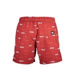 Karl Lagerfeld Red Polyester Swimwear with elastic waist, laces, side and back pockets, logo print design.