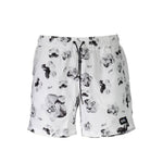 Karl Lagerfeld White Polyester Swimwear featuring floral pattern with medium swim boxer, 2 pockets, 1 back pocket, and laces.