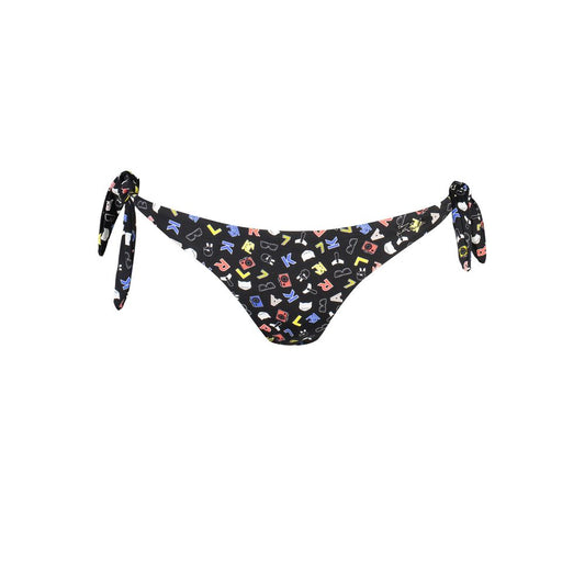 Karl Lagerfeld Black Elastane Swimwear with adjustable straps and logo design, featuring swim briefs for stylish beachwear.