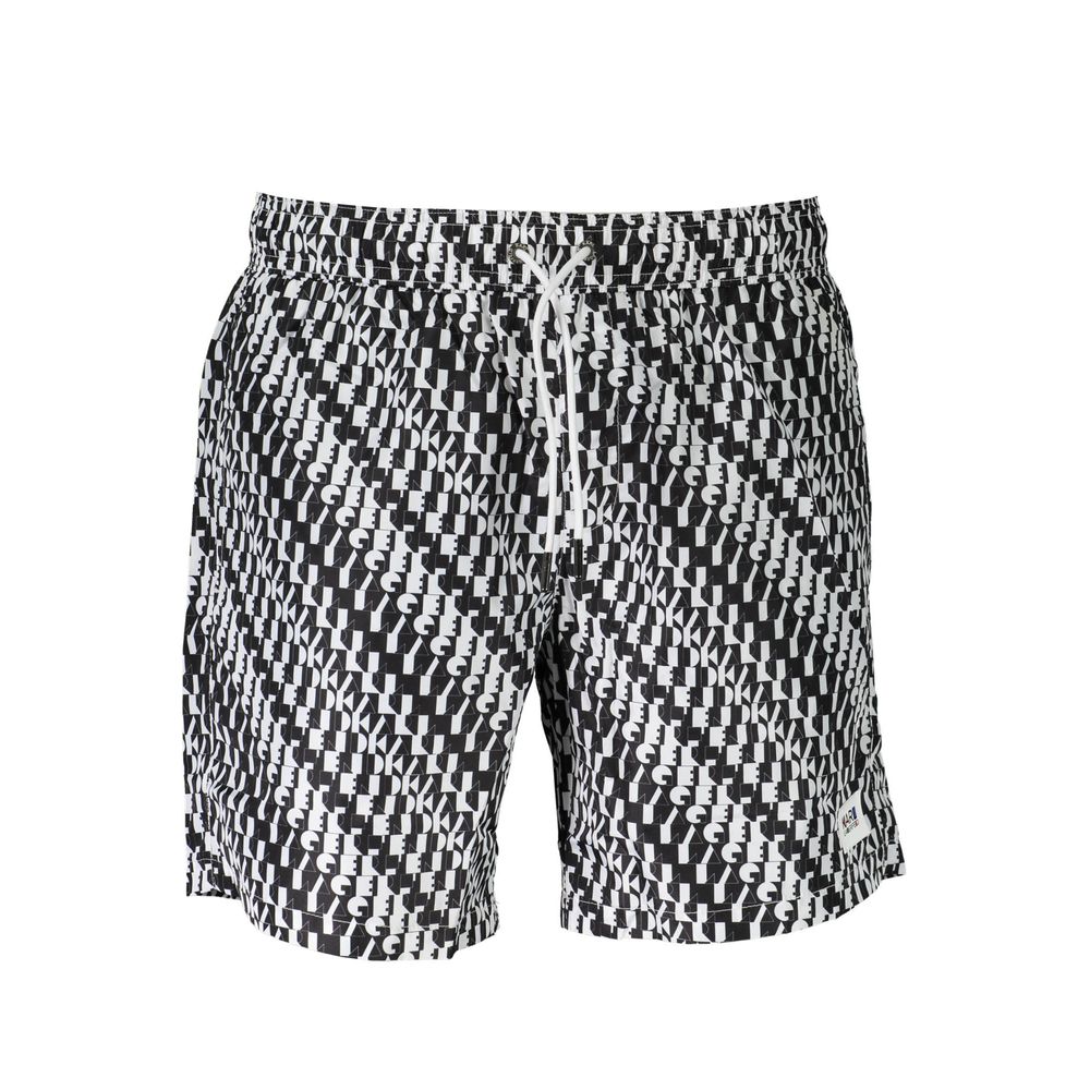 Karl Lagerfeld White Polyester Swimwear medium swim boxer with logo, 2 pockets, 1 back pocket, laces, and inside slip.