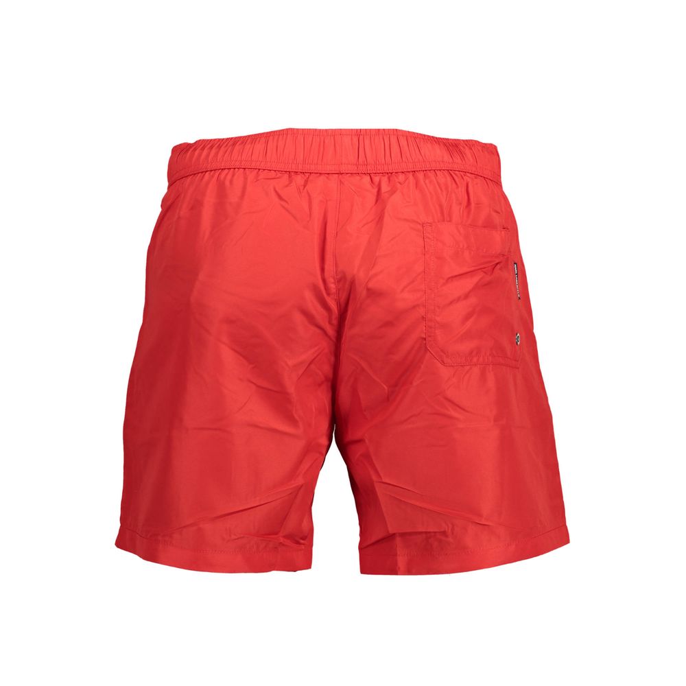 Karl Lagerfeld Red Polyester Swimwear with pockets, elastic waist, back pocket view.
