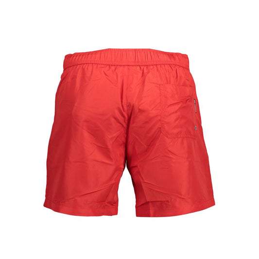 Karl Lagerfeld Red Polyester Swimwear with pockets, elastic waist, back pocket view.
