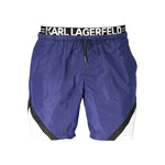 Karl Lagerfeld Blue Polyester Swimwear with contrast detailing and logo, featuring 2 side pockets and 1 back pocket.