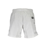 Karl Lagerfeld White Polyester Swimwear, medium swim boxer with elastic waist, 2 pockets, 1 back pocket, logo patch on the side.
