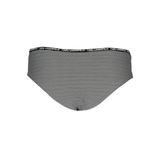 Karl Lagerfeld Black Elastane Swimwear, swim briefs with lined interior and contrasting details featuring logo.