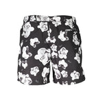 Karl Lagerfeld Black Polyester Swimwear with floral print, medium swim boxer featuring 2 pockets, back pocket, and inside slip with laces.