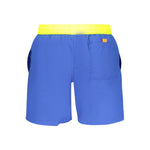 Norway 1963 Blue Polyamide Swimwear, featuring elastic waist, contrasting details, pockets, and logo. Ideal for pool or beach wear.