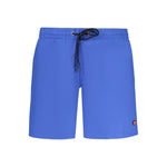 Norway 1963 Blue Polyamide Swimwear, swim boxer with elastic waistband, laces, and pockets, featuring logo and contrasting details.