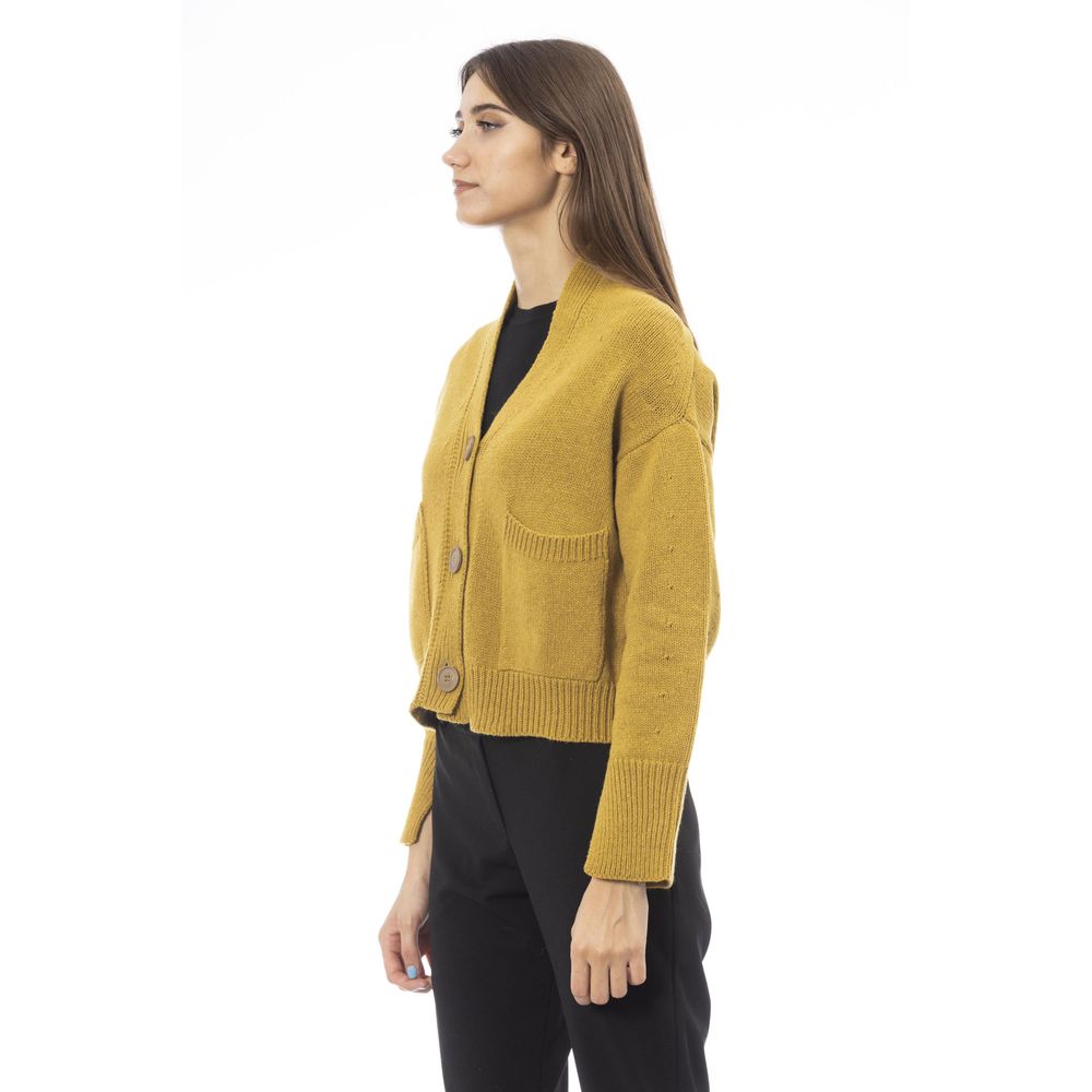 Alpha Studio Yellow Merino Wool Cardigan
