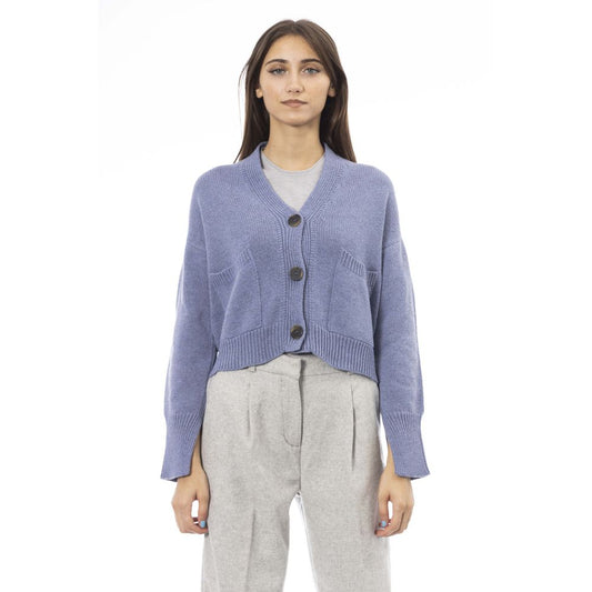 Alpha Studio Light Blue Merino Wool Cardigan