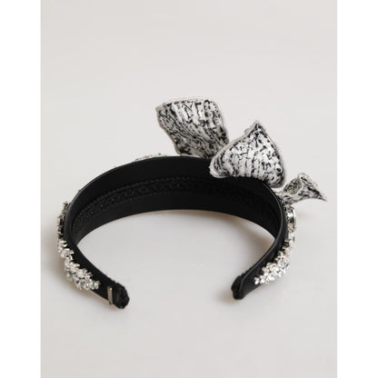 Dolce & Gabbana Black Hair Flower Crystal LIMONI Women Headband Diadem