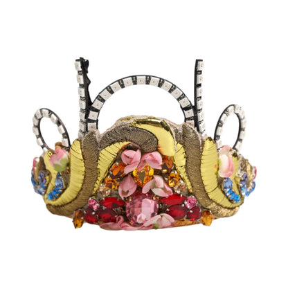 Dolce & Gabbana Gold Brass Crystal Embellished Headpiece Crown Diadem Tiara