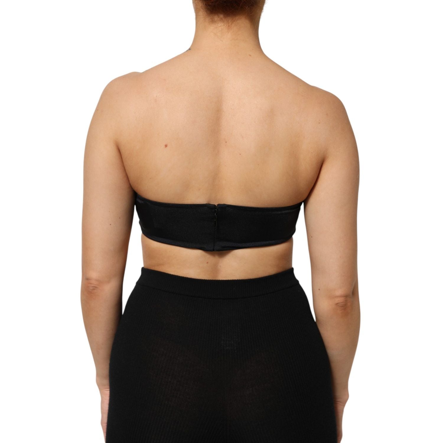 Dolce & Gabbana Black Nylon Blend Bandeau Strapless Tube Top