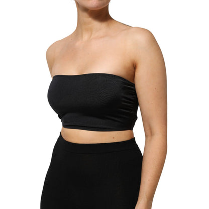 Dolce & Gabbana Black Nylon Blend Bandeau Strapless Tube Top