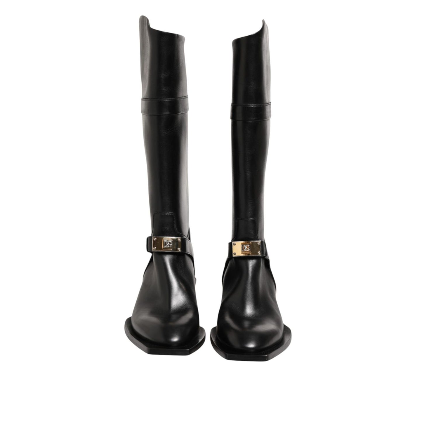 Dolce & Gabbana Black Logo Plaque Over The Calf Boot Shoes