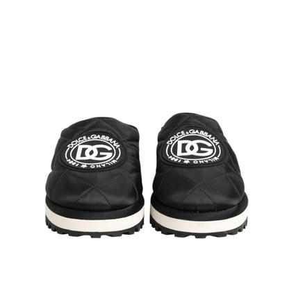 Dolce & Gabbana Black Nylon Low Top Slip On Sneaker Shoes