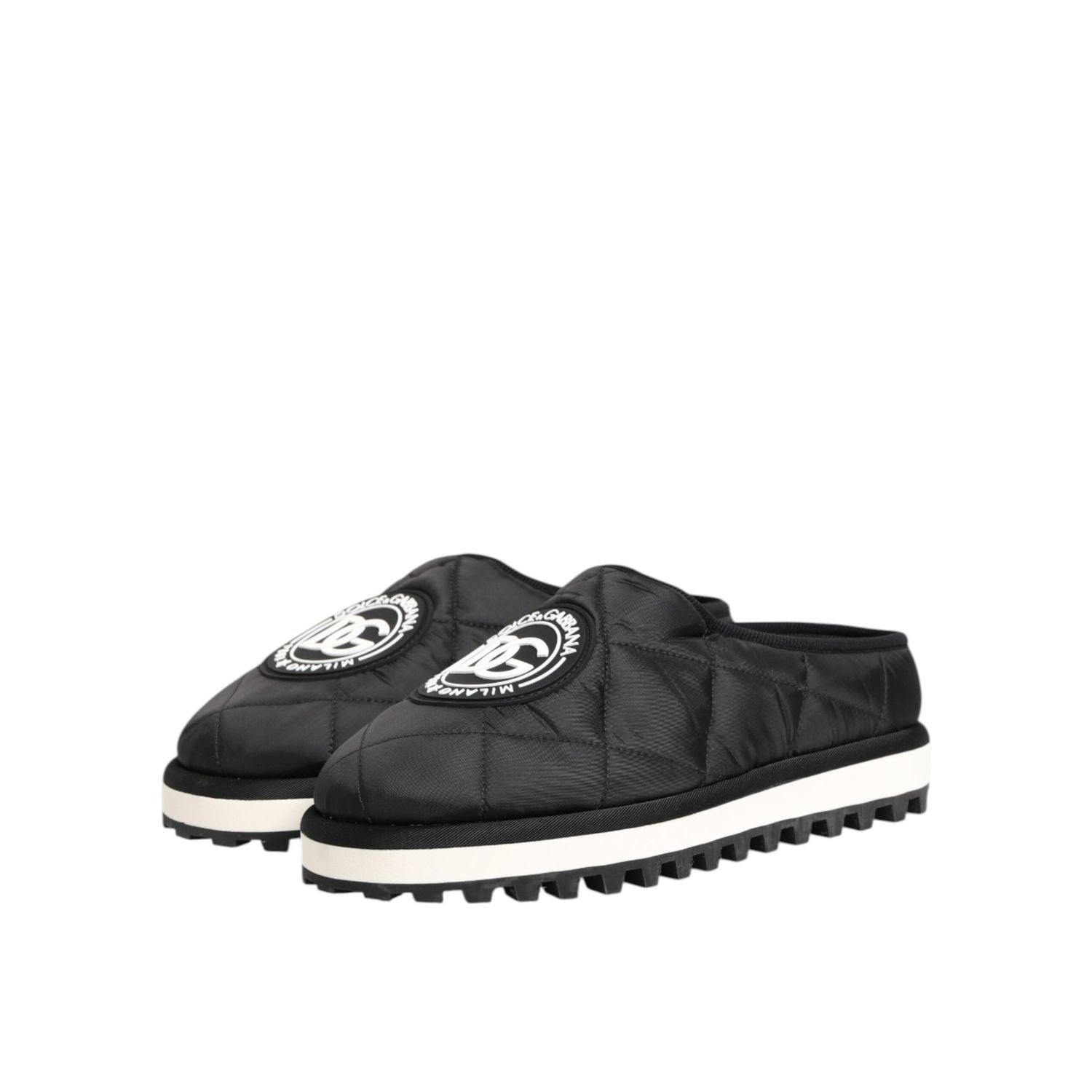 Dolce & Gabbana Black Nylon Low Top Slip On Sneaker Shoes