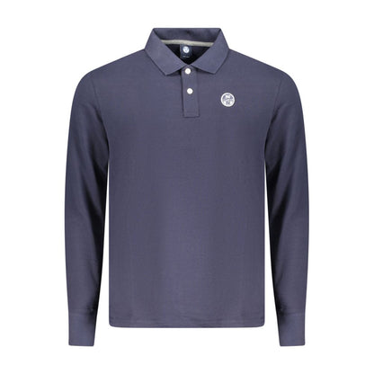 North Sails Blue Cotton Polo Shirt with long sleeves, 2 buttons, and logo applique.