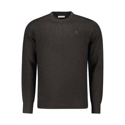 North Sails Black Nylon Sweater with crew neck and logo embroidery, long-sleeved design, high-quality fabric for stylish wear.