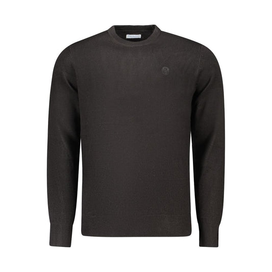 North Sails Black Nylon Sweater, long-sleeved crew neck with logo embroidery, ideal for stylish casual wear.