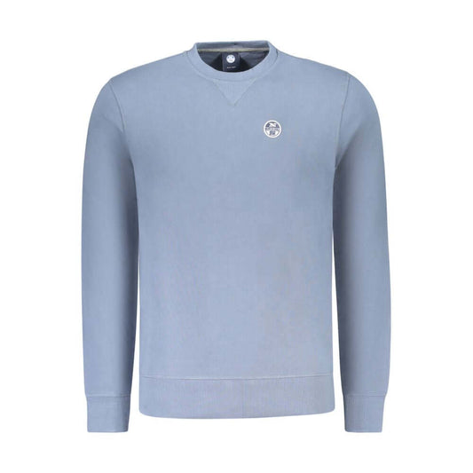 North Sails Blue Cotton Sweatshirt with crew neck and logo applique, long-sleeved, brushed fabric.