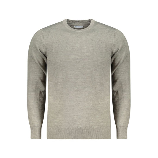 North Sails Gray Nylon Sweater with Long-Sleeves and Crew Neck, Featuring Embroidery and Logo Detailing