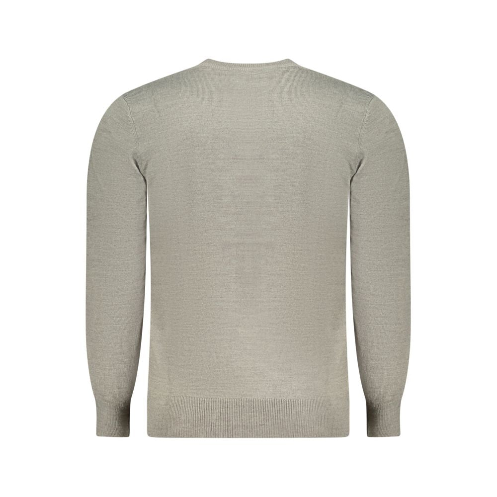 North Sails Gray Nylon Sweater, long-sleeved crew neck with logo embroidery.