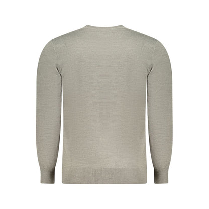 North Sails Gray Nylon Sweater, long-sleeved crew neck with logo embroidery.