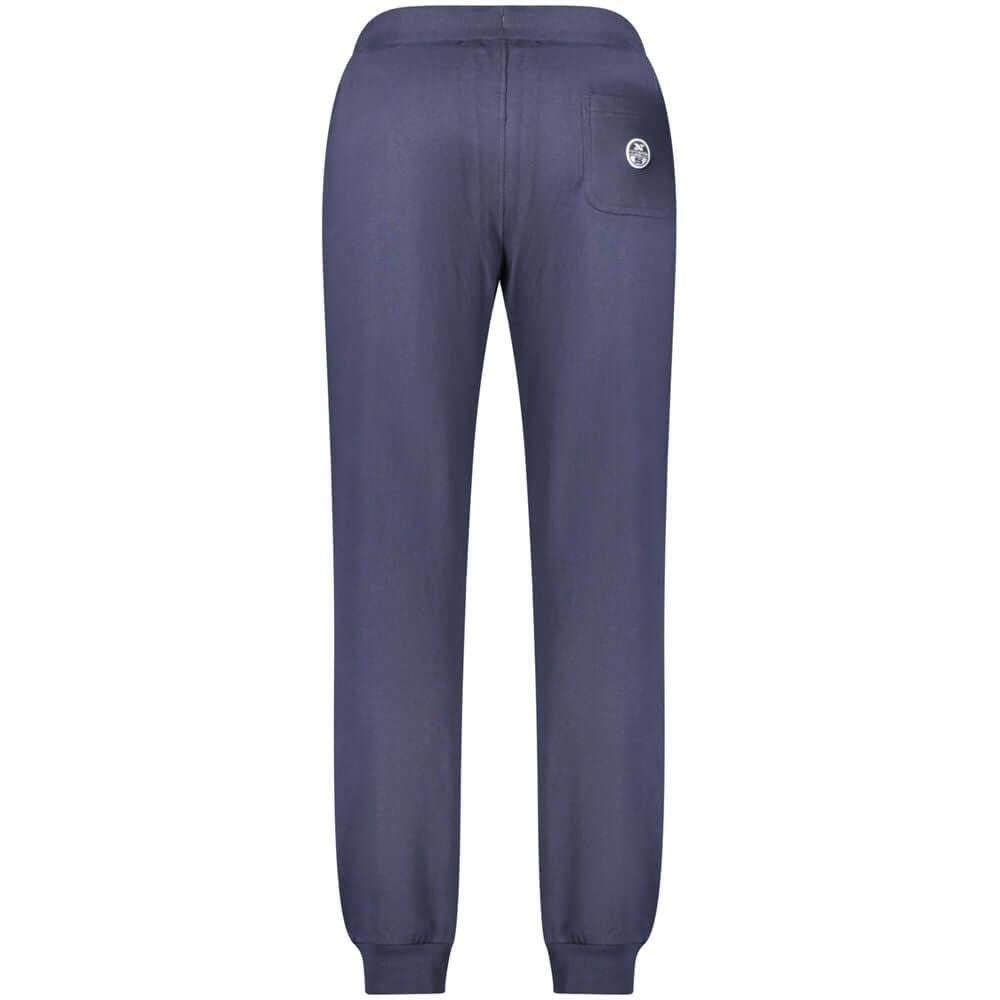 North Sails Blue Cotton Pant with logo, waistband laces, 3 pockets, ankle cuff, and applique, sports trousers back view.