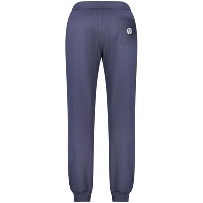 North Sails Blue Cotton Pant with logo, waistband laces, 3 pockets, ankle cuff, and applique, sports trousers back view.