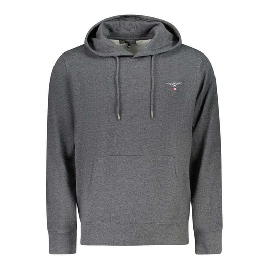 Accademia Militare Gray Recycled Cotton Men Sweater with hood and central pocket