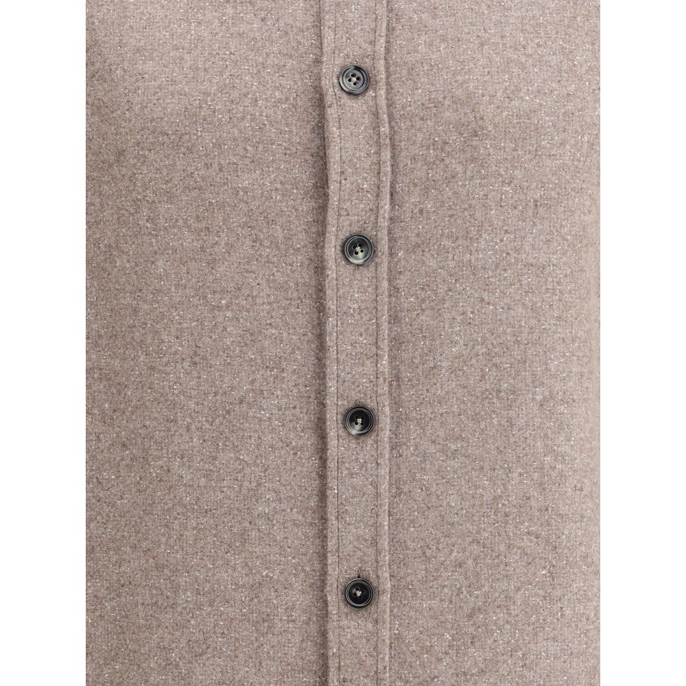 ZEGNA Brown Cashmere Dress Shirt