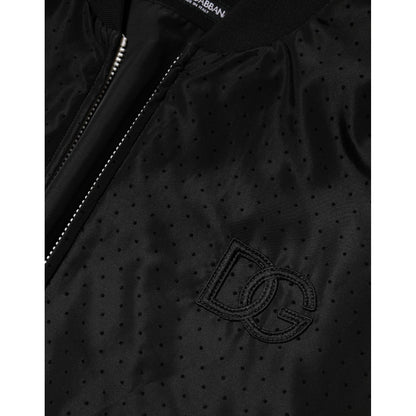 Dolce & Gabbana Black Acetate Full Zip Bomber Men Jacket