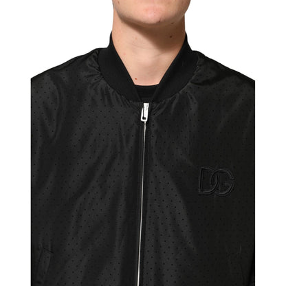 Dolce & Gabbana Black Acetate Full Zip Bomber Men Jacket