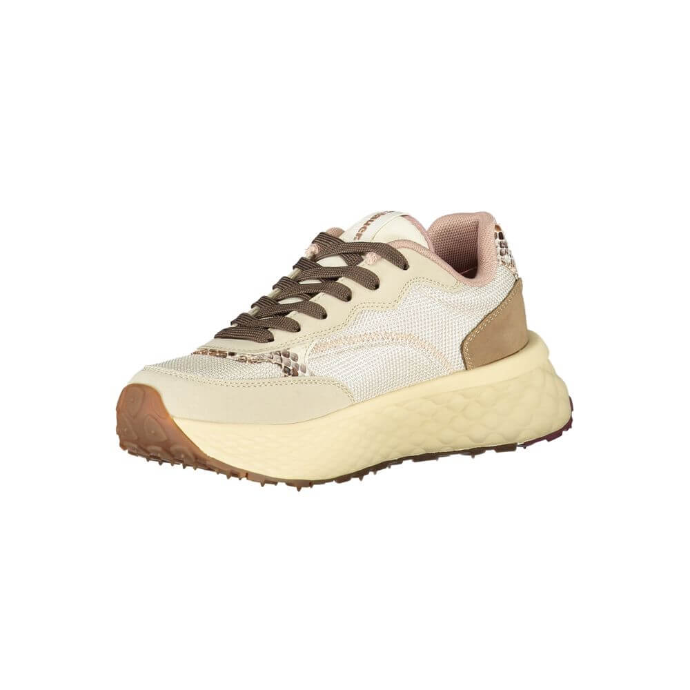 Blauer Beige Leather Women Sneaker featuring contrasting details and durable design with Blauer logo
