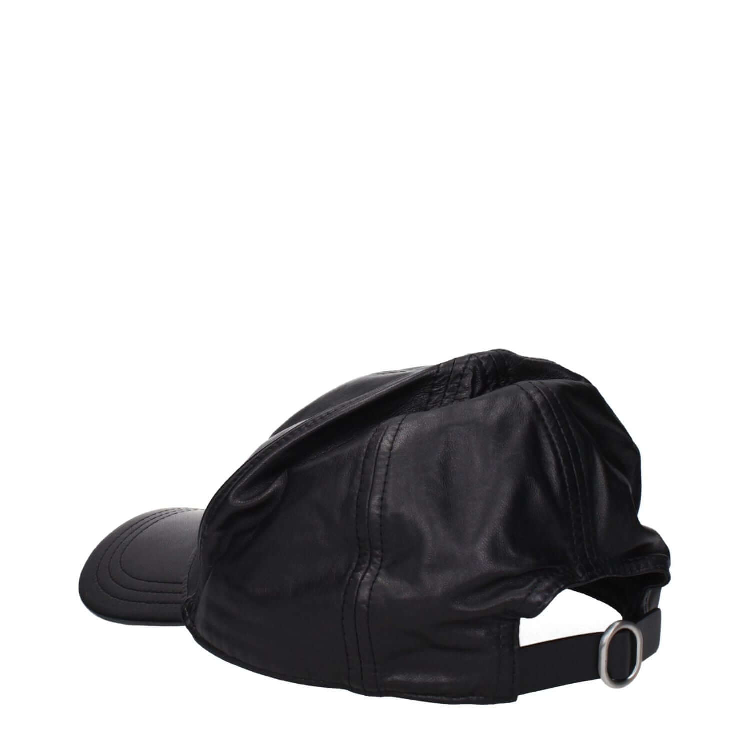 Jil Sander Black Leather Cap (Baseball Hat)