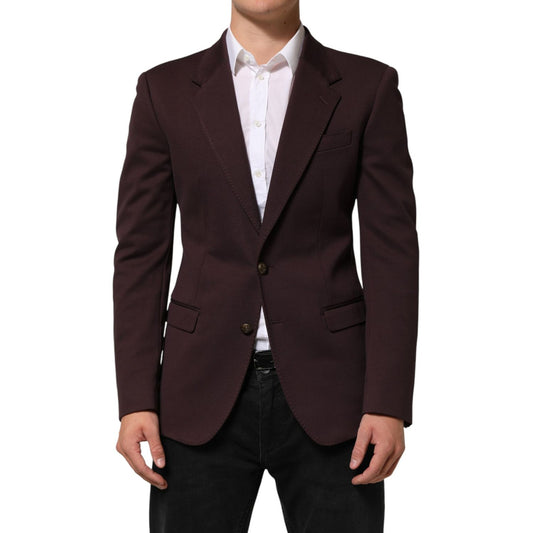 Dolce & Gabbana Maroon Cotton 2 Buttons Suit Jacket Blazer