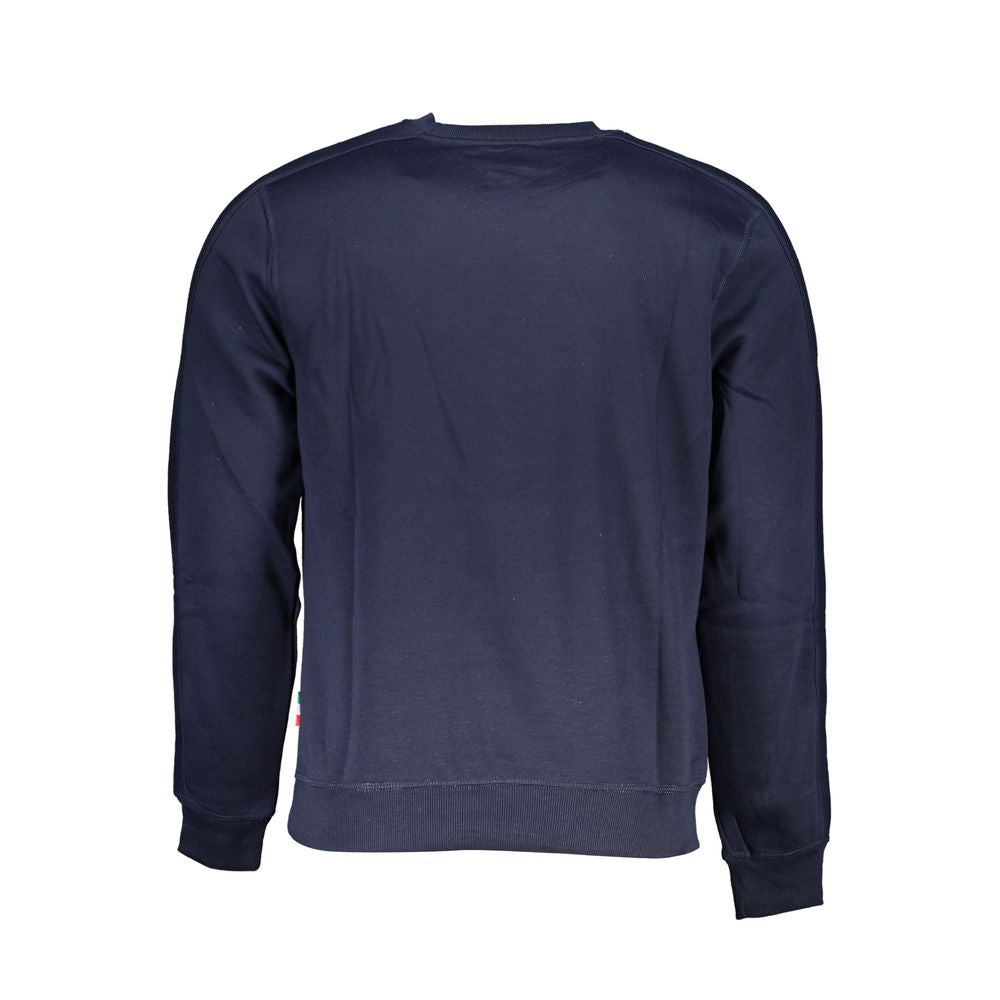Gianmarco Venturi Blue Cotton Sweatshirt, long-sleeved crew neck with embroidery and logo
