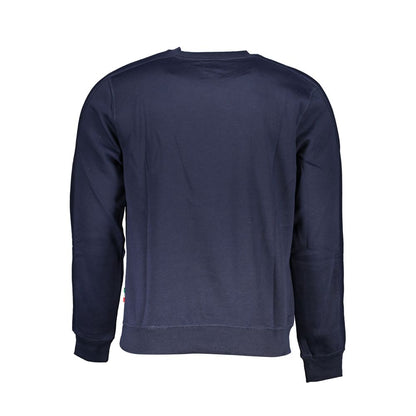 Gianmarco Venturi Blue Cotton Sweatshirt, long-sleeved crew neck with embroidery and logo
