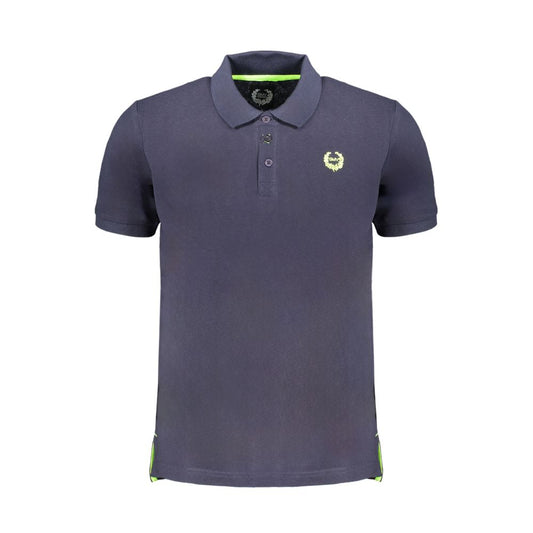 Gianmarco Venturi Blue Cotton Polo Shirt with short sleeves, 3 buttons, and contrast embroidery logo