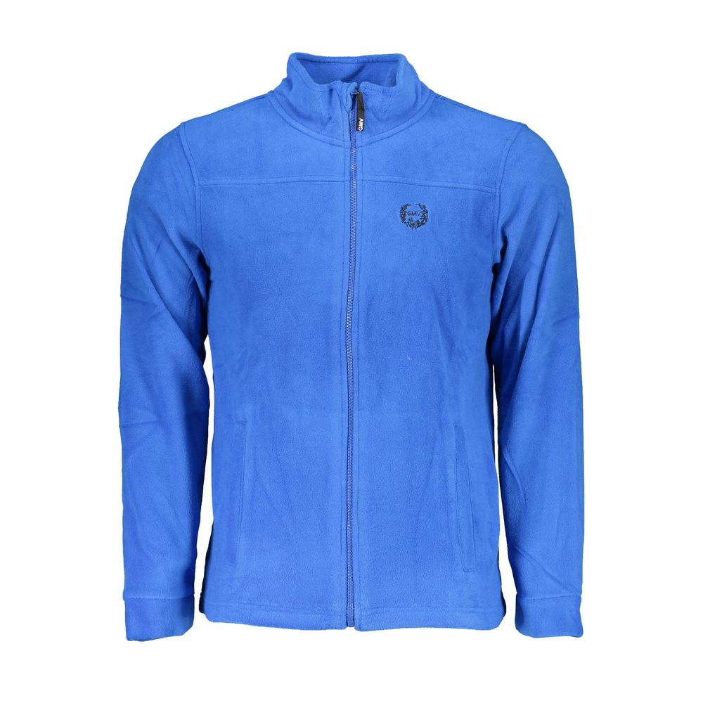 Gianmarco Venturi Blue Polyester Sweatshirt with long sleeves, zip, 2 pockets, and logo embroidery.