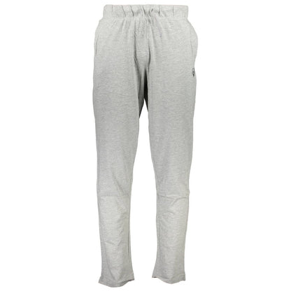 Gianmarco Venturi Gray Cotton Pant - Sports trousers with elastic waist, laces, light cotton, 2 pockets, contrasting details, logo embroidery.