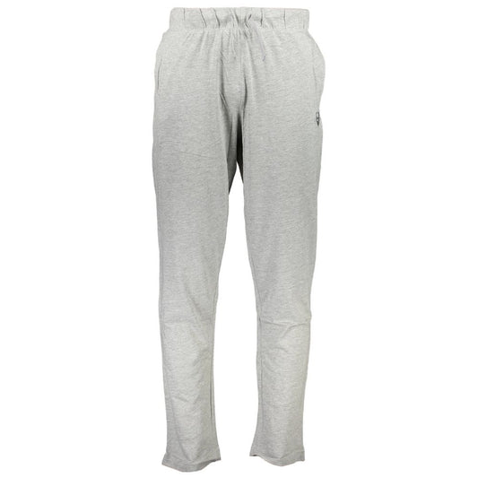 Gianmarco Venturi Gray Cotton Pant with elastic waist and contrasting details, embroidery, logo, sports trousers with 2 pockets.