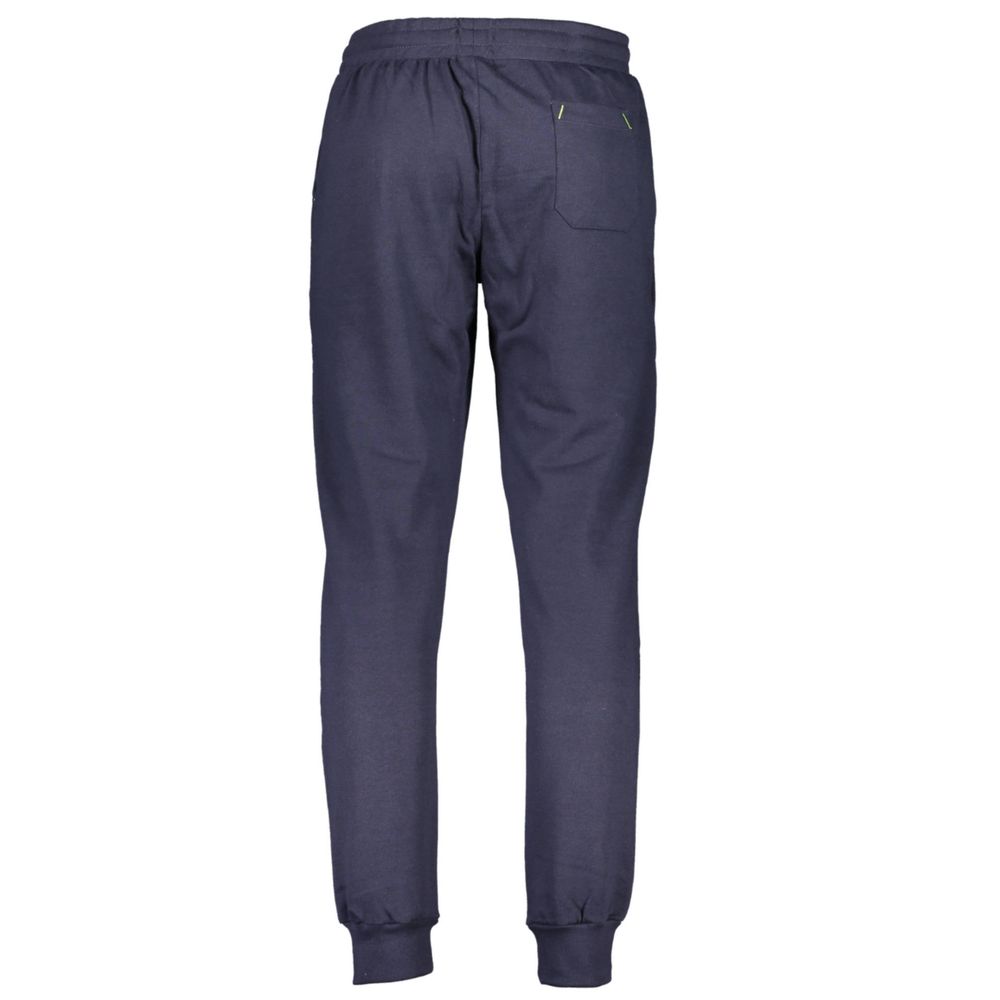 Gianmarco Venturi Blue Cotton Pant with elastic waist, laces, 3 pockets, ankle cuffs, contrasting details, and embroidery logo.