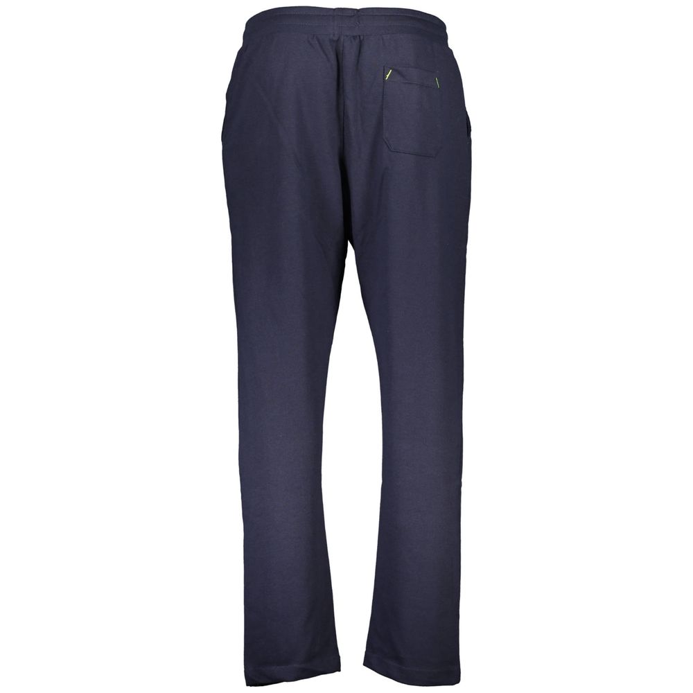 Gianmarco Venturi Blue Cotton Pant, sports trousers with elastic waist, lace ties, brushed finish, contrasting details, embroidery, and logo.